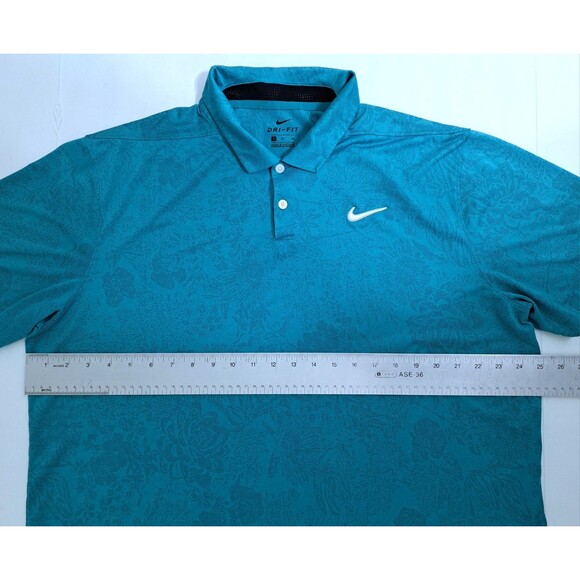 Nike Polo Vapor Jacquard Men XL Golf Floral Tropical Hawaiian Dri Fit Shirt Aqua - Picture 7 of 8